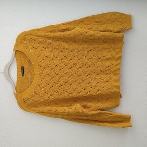 Ostradivarius Turkish Loose Knit Pullover Sweater Medium Mustard Boho